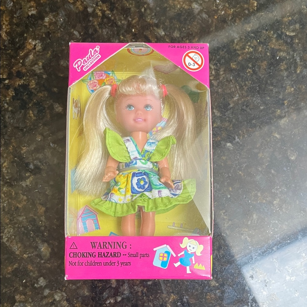 Blonde Doll with Floral Green Dress